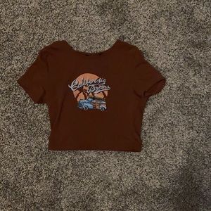 SHEIN Never Worm Brown Top With Cali Dreams On It